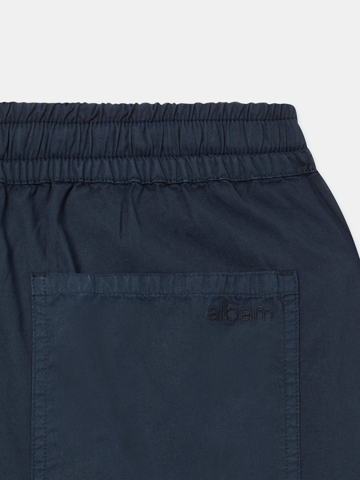 Poplin Drawstring Trouser in Dark Navy