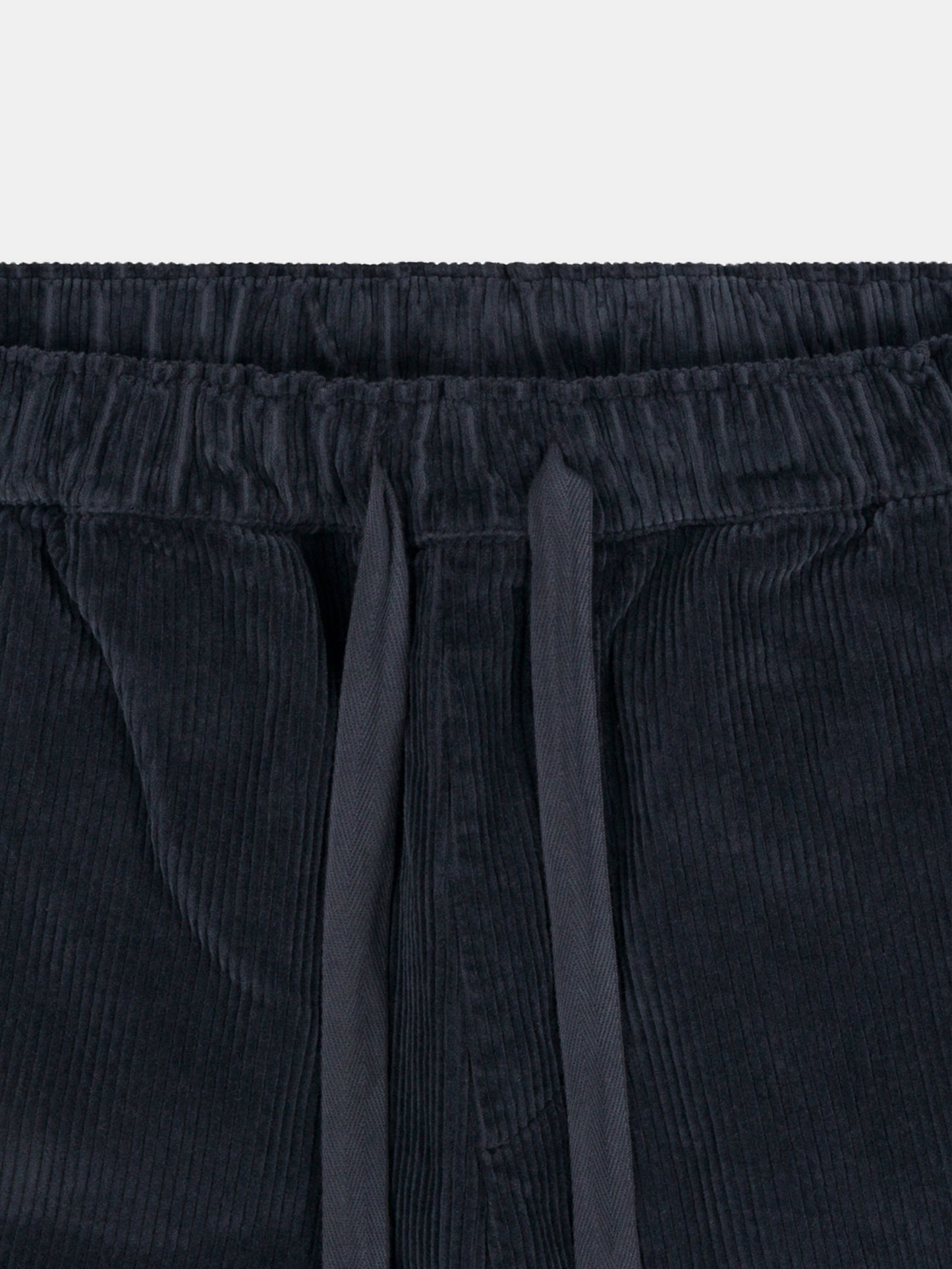 Simple Cord Drawstring Trouser in Washed Black