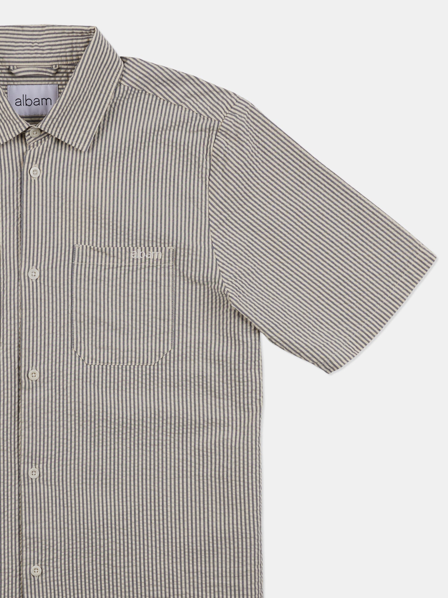 Derby Seersucker Shirt in Washed Navy
