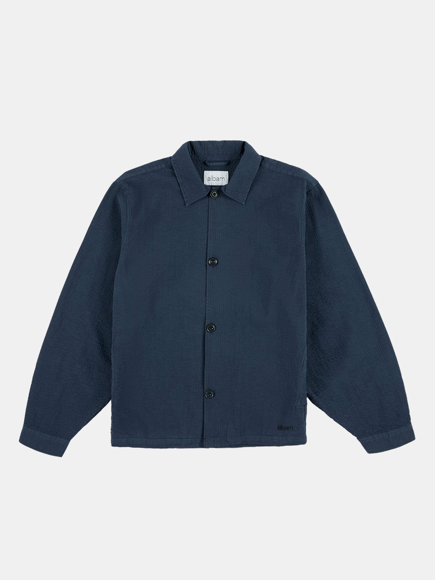 Seersucker Modern Overshirt in Dark Navy