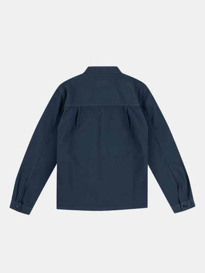 Seersucker Modern Overshirt in Dark Navy