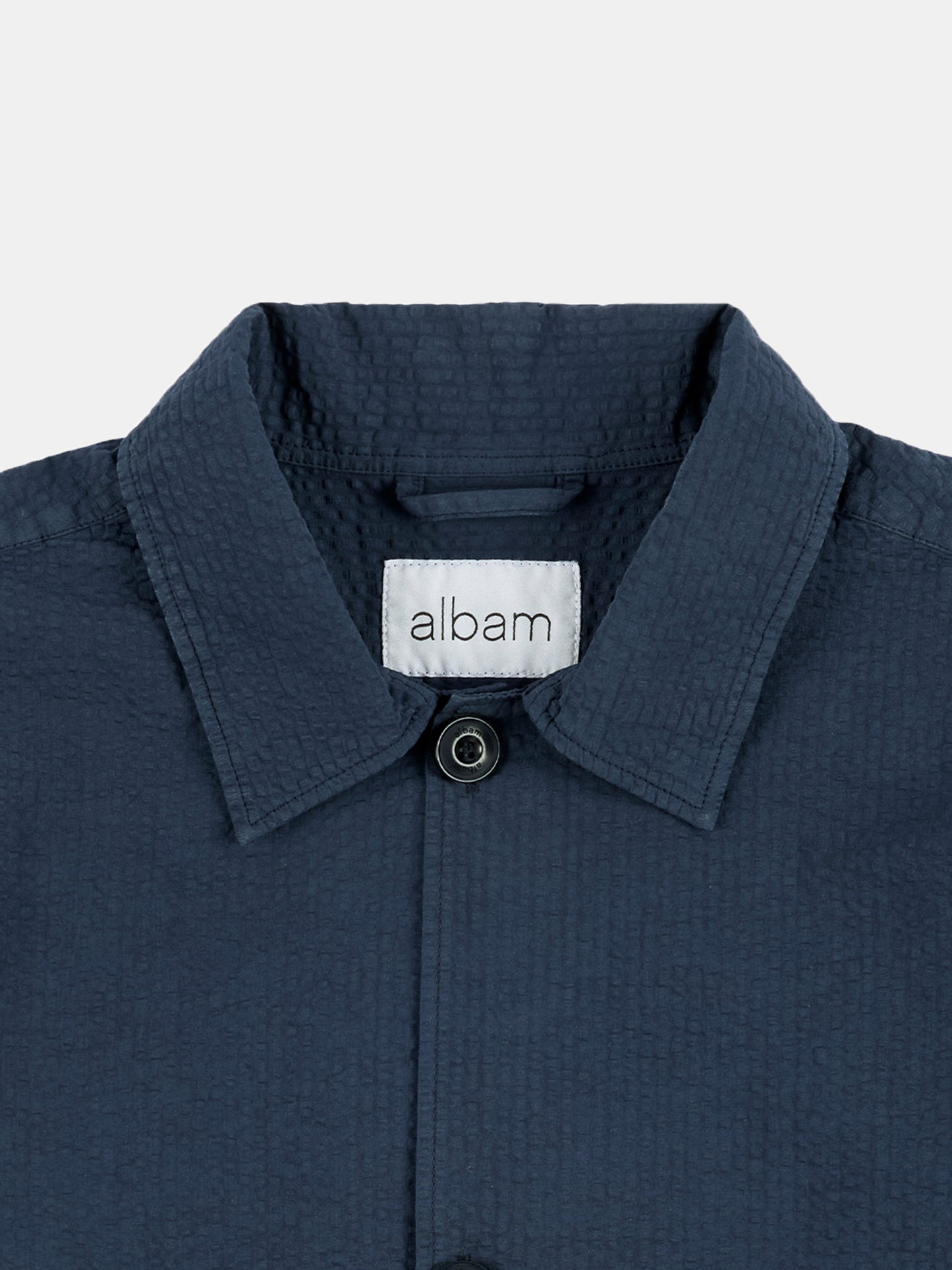 Seersucker Modern Overshirt in Dark Navy