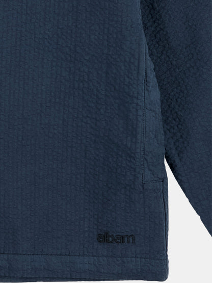 Seersucker Modern Overshirt in Dark Navy