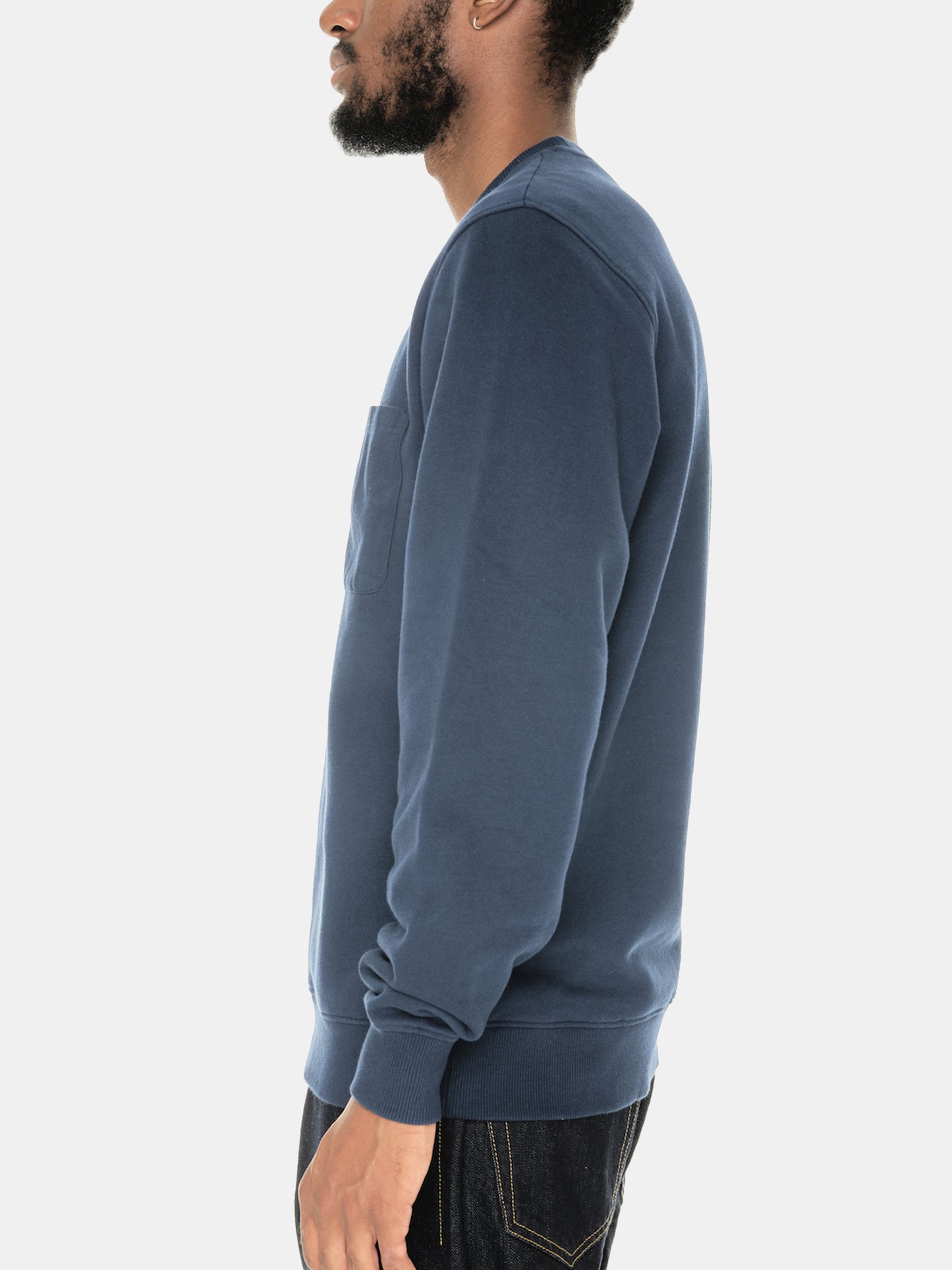 Woven Pocket Sweatshirt in Navy