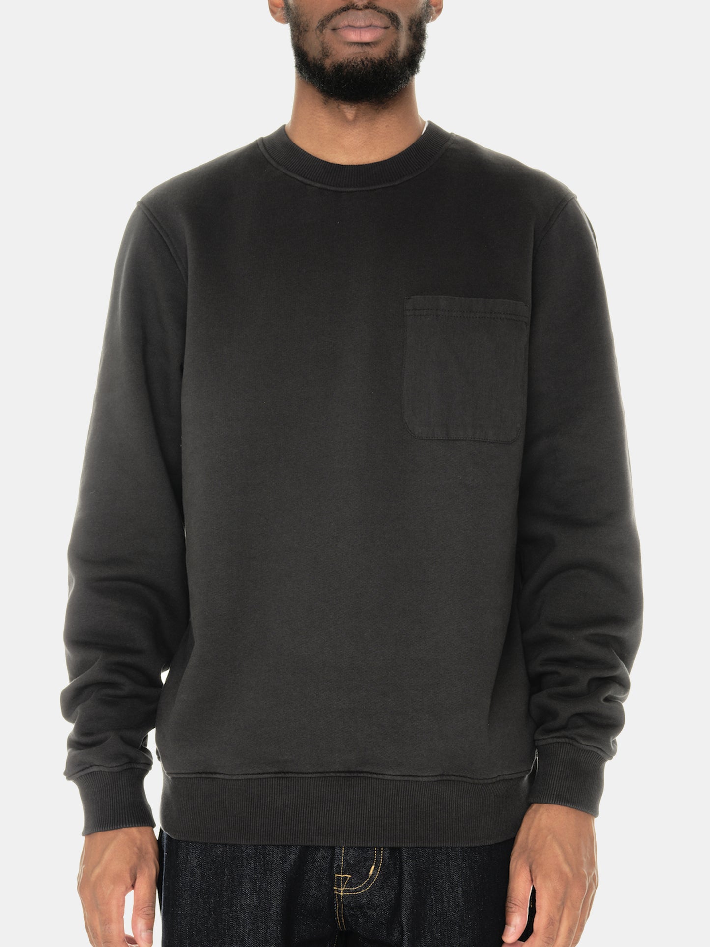 Woven Pocket Sweatshirt in Black