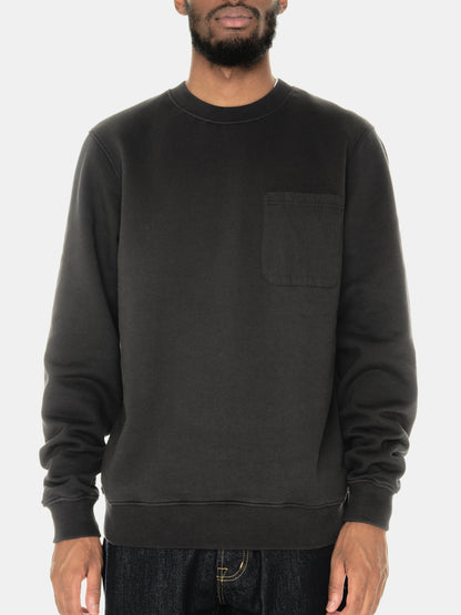 Woven Pocket Sweatshirt in Black