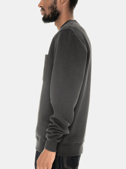 Woven Pocket Sweatshirt in Black
