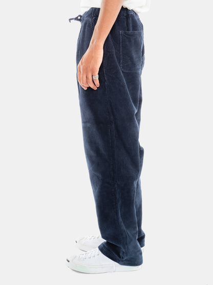 Simple Cord Drawstring Trouser in Washed Navy