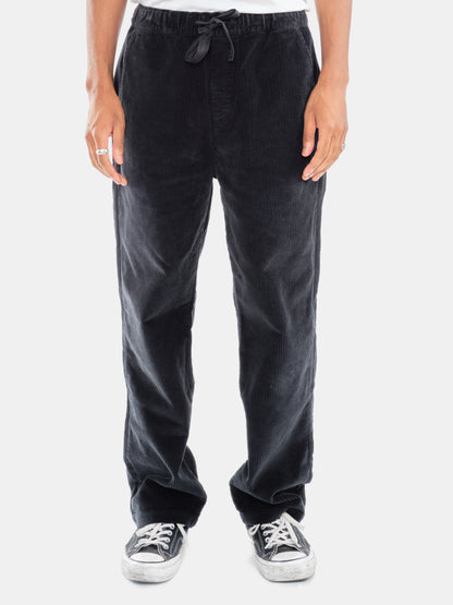 Simple Cord Drawstring Trouser in Washed Black