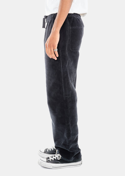 Simple Cord Drawstring Trouser in Washed Black