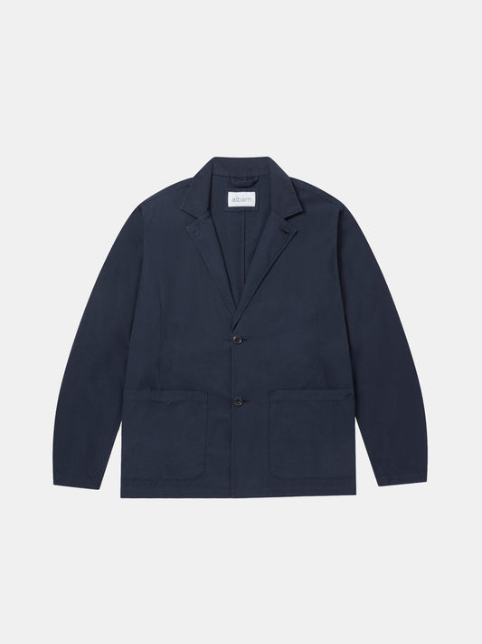 Poplin Unlined Blazer in Dark Navy