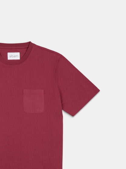 Woven Pocket T-Shirt in Deep Claret