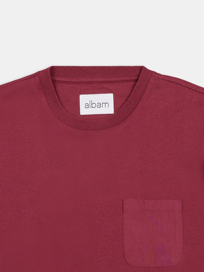 Woven Pocket T-Shirt in Deep Claret