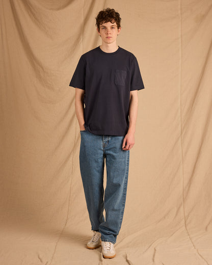 Woven Pocket T-Shirt in Dark Navy