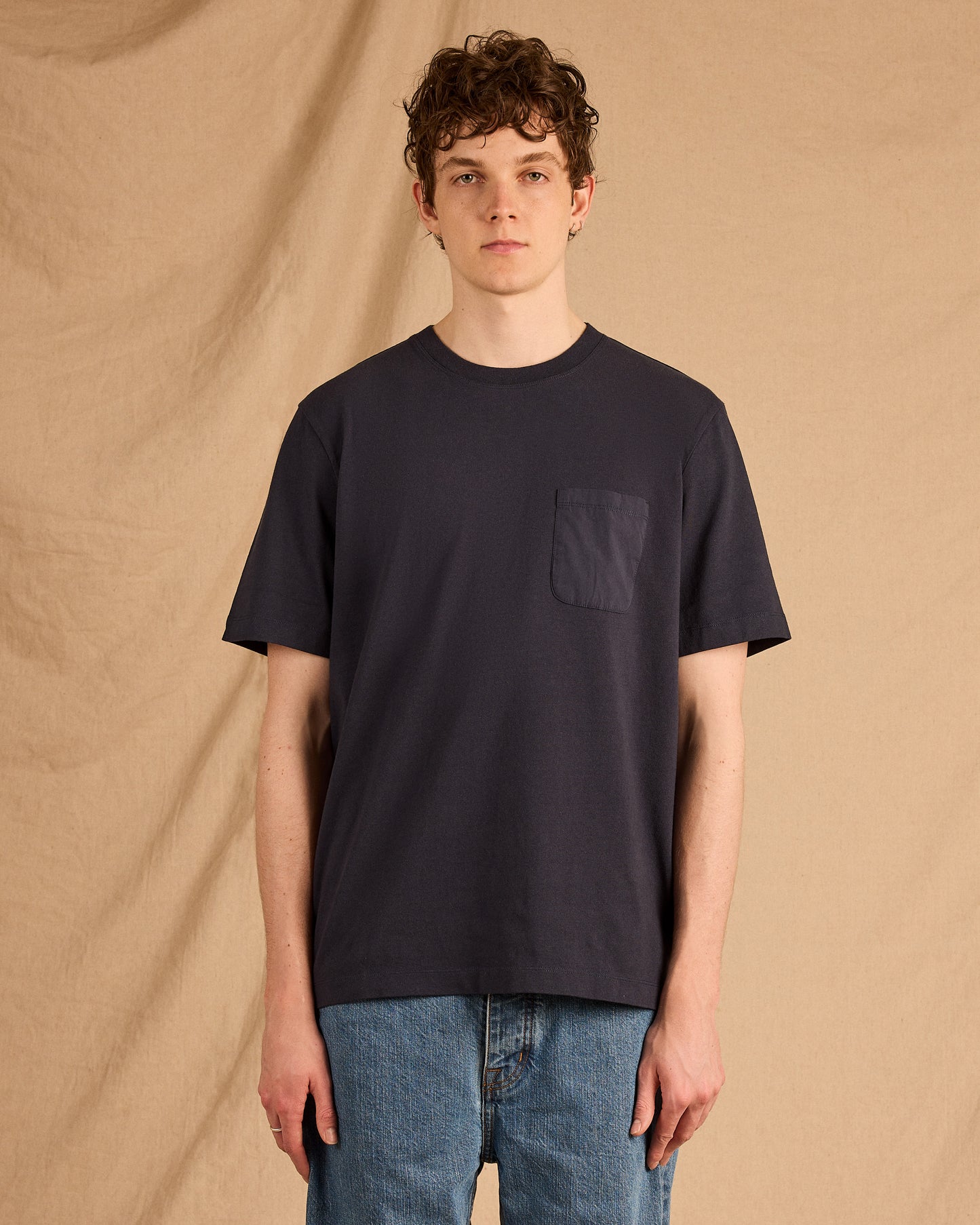 Woven Pocket T-Shirt in Dark Navy