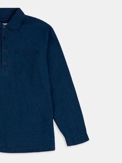 Carpenter Linen Shirt in Dark Navy
