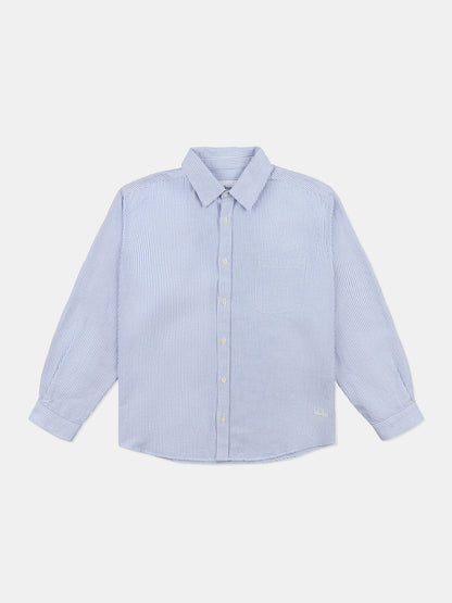 Boston Stripe Oxford Shirt in Navy/Off-White