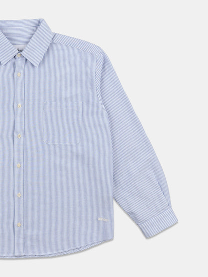 Boston Stripe Oxford Shirt in Navy/Off-White