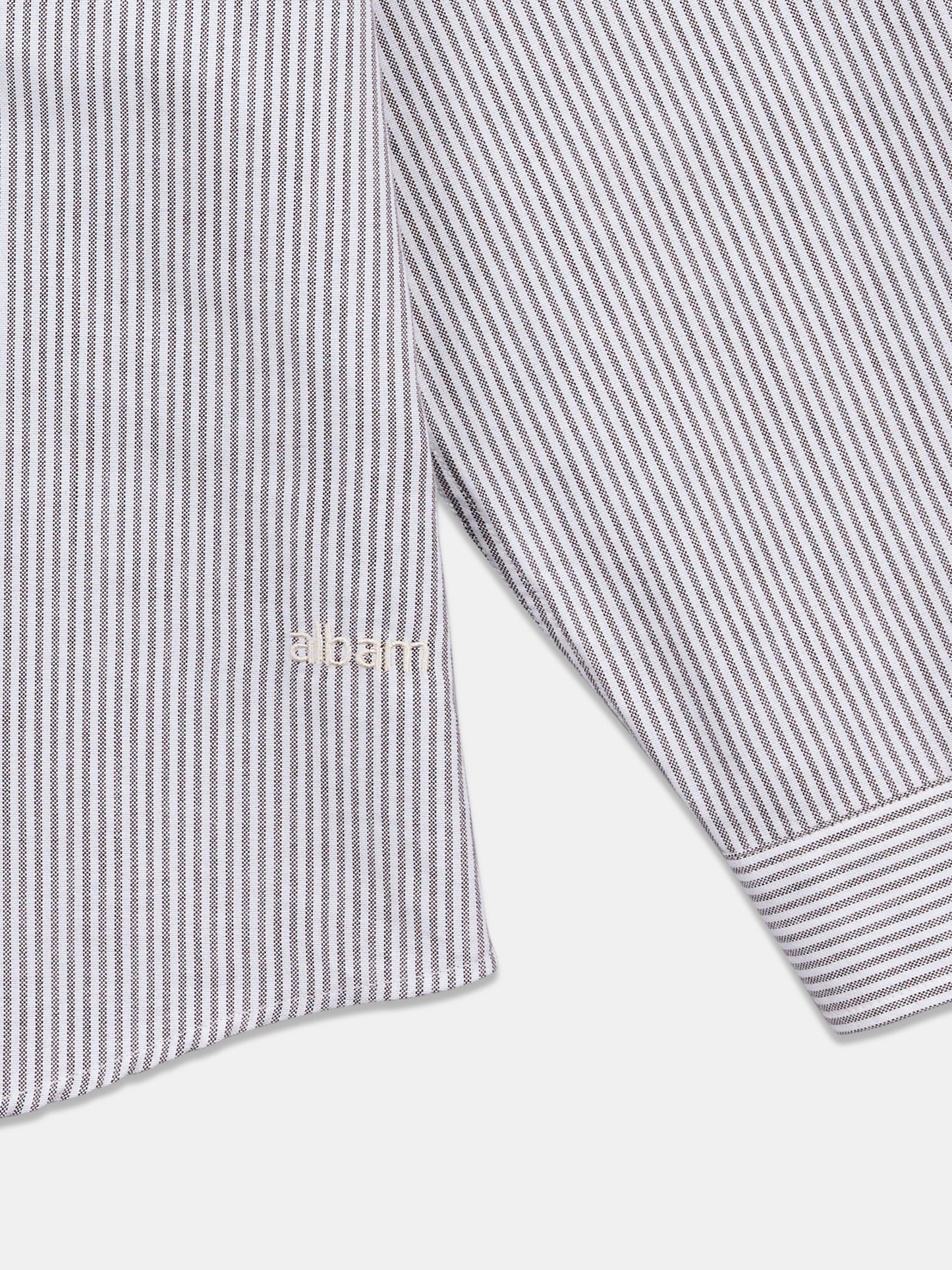 Boston Stripe Oxford Shirt in Brown/Off-White