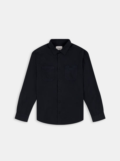 Filey Poplin Shirt in Dark Navy