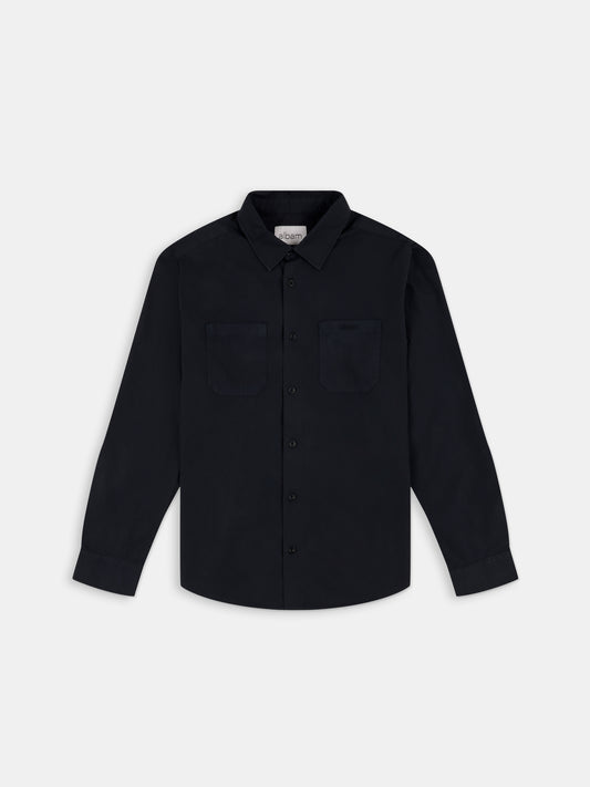 Filey Poplin Shirt in Dark Navy