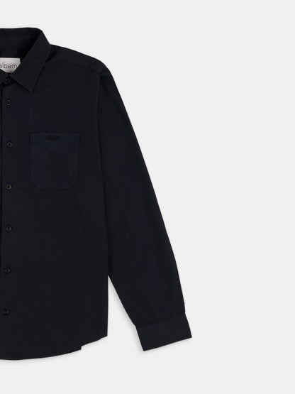 Filey Poplin Shirt in Dark Navy