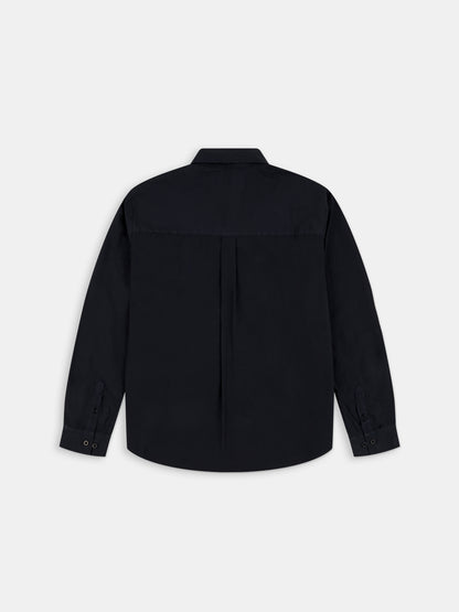 Filey Poplin Shirt in Dark Navy