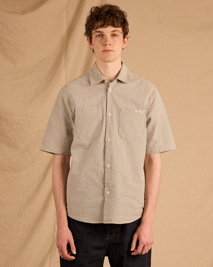 Derby Seersucker Shirt in Washed Navy