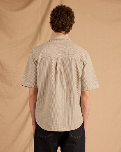 Derby Seersucker Shirt in Washed Navy
