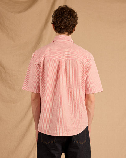 Derby Seersucker Shirt in Washed Red