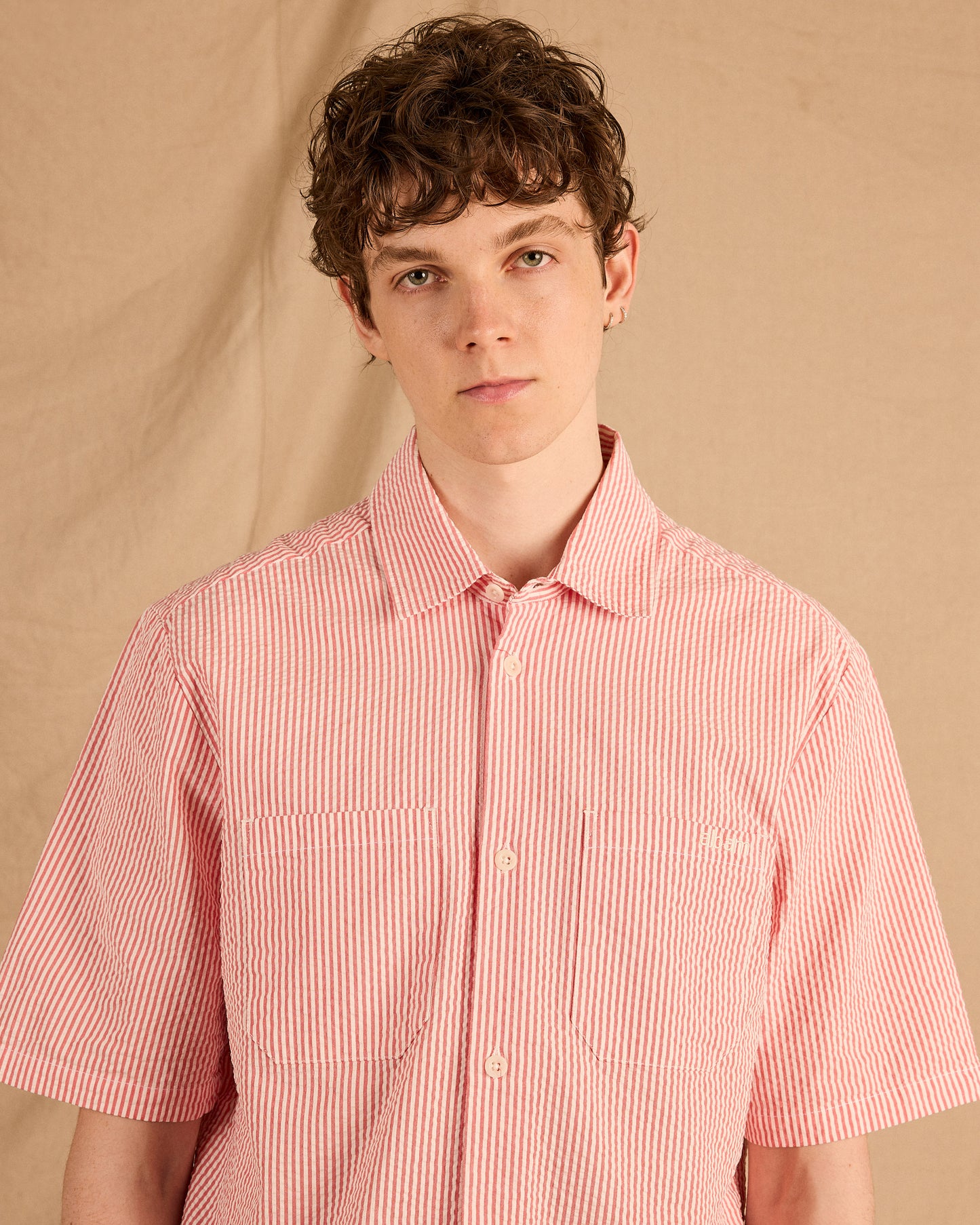 Derby Seersucker Shirt in Washed Red