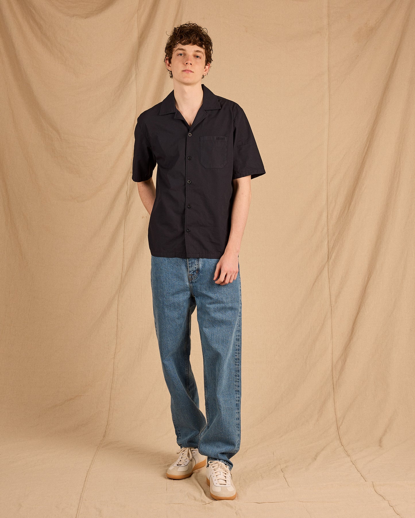 Grange Poplin Shirt in Dark Navy