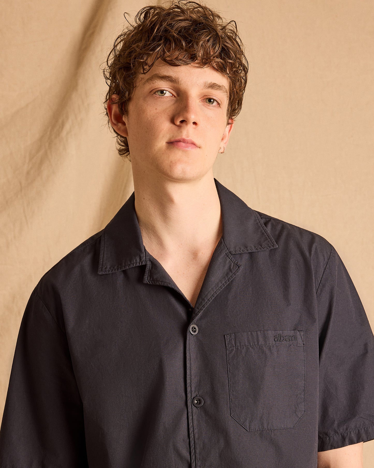 Grange Poplin Shirt in Dark Navy