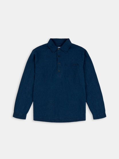 Carpenter Linen Shirt in Dark Navy