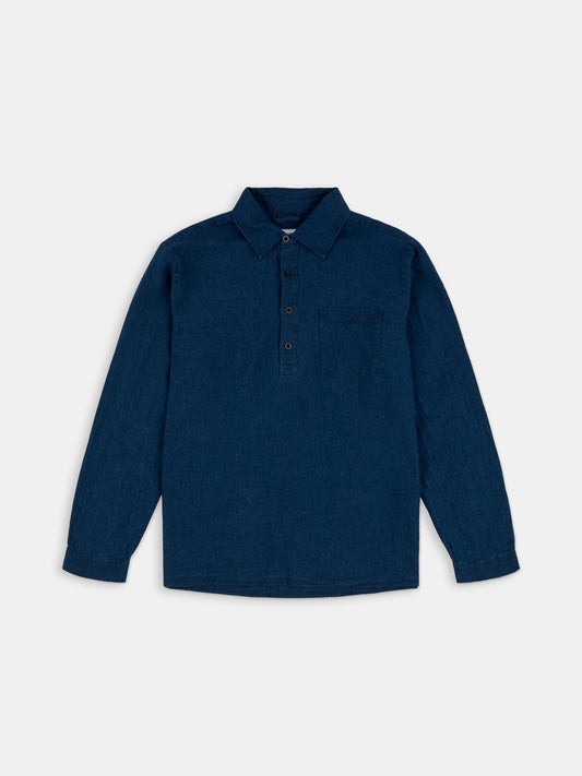 Carpenter Linen Shirt in Dark Navy
