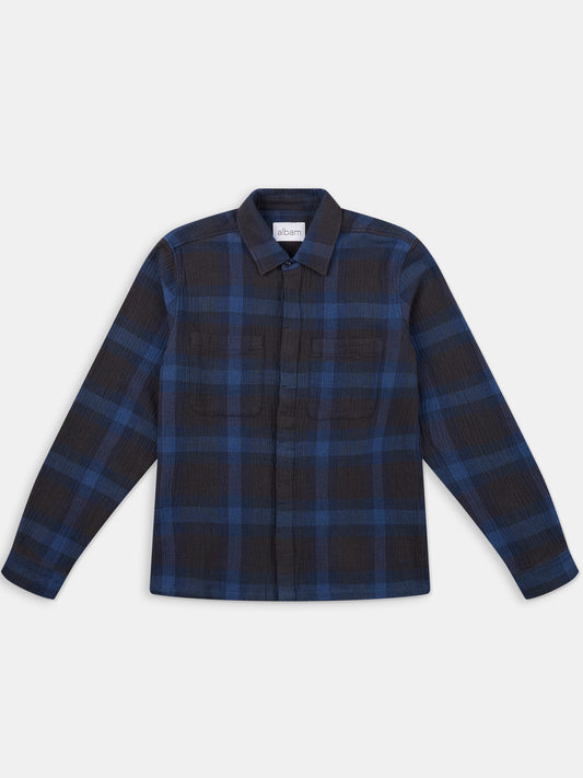 Islington Check Pocket Shirt in Dark Navy