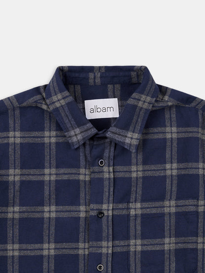 Kennedy Check Flannel Shirt in Dark Navy