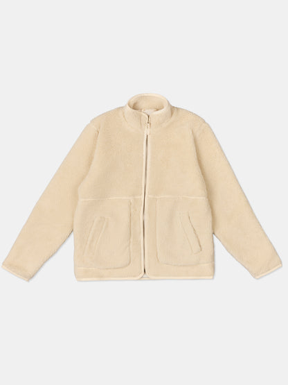 Dudley Zip Through Fleece Jacket in Ecru