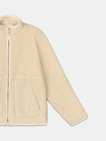 Dudley Zip Through Fleece Jacket in Ecru