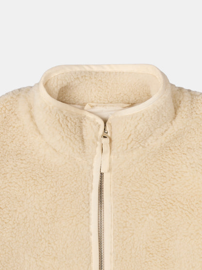 Dudley Zip Through Fleece Jacket in Ecru