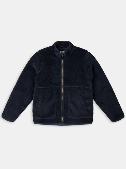 Dudley Zip Through Fleece Jacket in Dark Navy