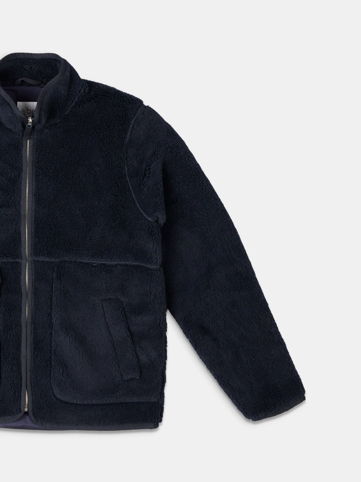 Dudley Zip Through Fleece Jacket in Dark Navy