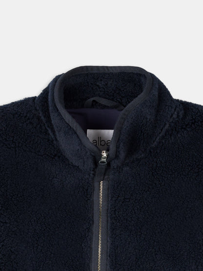 Dudley Zip Through Fleece Jacket in Dark Navy
