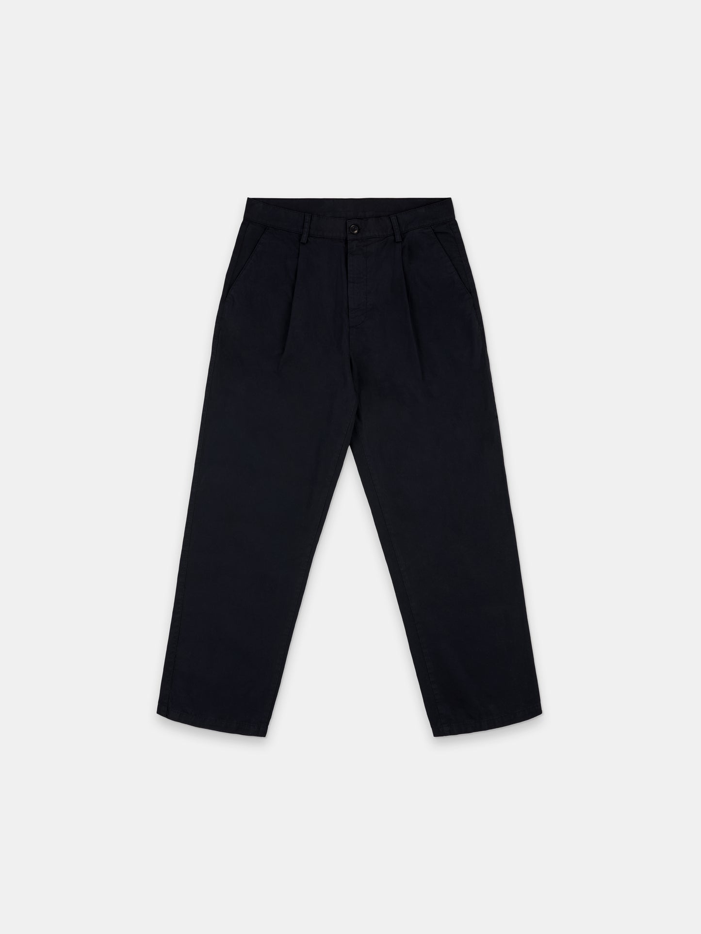 Kent Cotton Pleat Trouser in Dark Navy