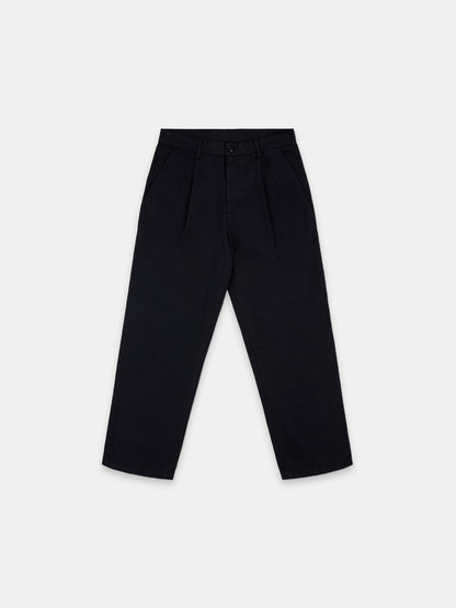 Kent Cotton Pleat Trouser in Dark Navy