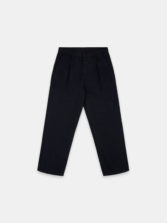 Kent Cotton Pleat Trouser in Dark Navy