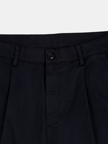 Kent Cotton Pleat Trouser in Dark Navy