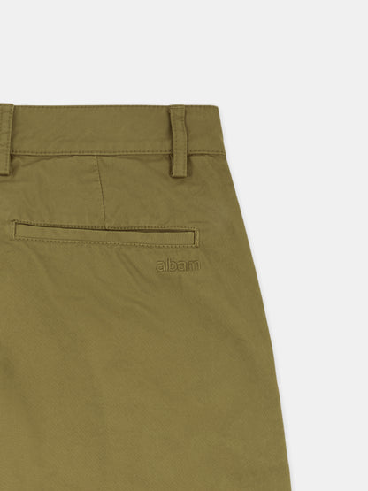 Kent Cotton Pleat Trouser in Khaki
