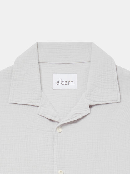 Crinkle Holiday Shirt in Light Grey