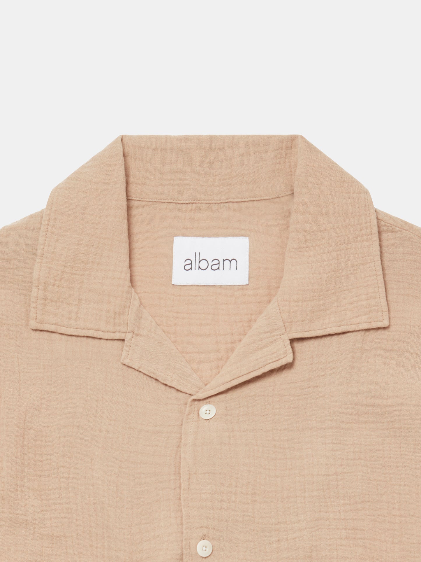 Crinkle Holiday Shirt in Warm Beige